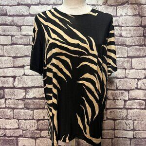 Michel Antoni Black & beige Round Neck Top Size 1X